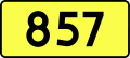 English: Sign of DW 857 with oficial font Drogowskaz and adequate dimensions.