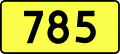 English: Sign of DW 785 with oficial font Drogowskaz and adequate dimensions.