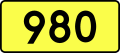 English: Sign of DW 980 with oficial font Drogowskaz and adequate dimensions.