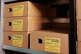 Corrugated box used for storage of archives