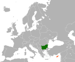 Map indicating locations of Bulgaria and Cyprus