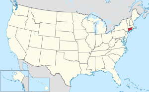 Map of the United States highlighting Connecticut