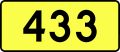 English: Sign of DW 433 with oficial font Drogowskaz and adequate dimensions.