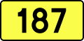 English: Sign of DW 187 with oficial font Drogowskaz and adequate dimensions.