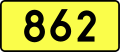 English: Sign of DW 862 with oficial font Drogowskaz and adequate dimensions.