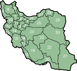 wilayah-wilayah Iran mengikut nombor di sebelah kiri