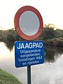 Verkeersbord aan jaagpad langs de Dender in Liedekerke, 2018