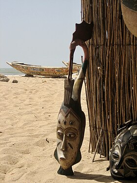 Masks to be sold on the local market of Saly/Senegal