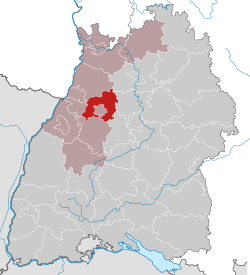 Elhelyezkedése Baden-Württemberg térképén