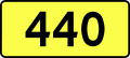 English: Sign of DW 440 with oficial font Drogowskaz and adequate dimensions.