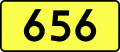 Sign of DW 656 with oficial font Drogowskaz and adequate dimensions.