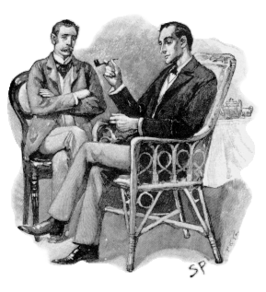 Dr. Watson (links) en Sherlock Holmes (rechts)