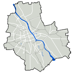 Mapa konturowa Warszawy, w centrum znajduje się punkt z opisem „Ambasada Islamskiej Republiki Iranu”