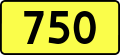 English: Sign of DW 750 with oficial font Drogowskaz and adequate dimensions.