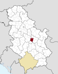 Location of the municipality of Jagodina within Serbia