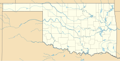 Mapa konturowa Oklahomy, po prawej znajduje się punkt z opisem „Johnson”