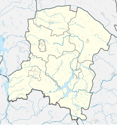 Mapa konturowa powiatu radziejowskiego, po lewej nieco na dole znajduje się punkt z opisem „Rudzk Mały”