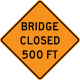 New York State bridge closed ahead sign.