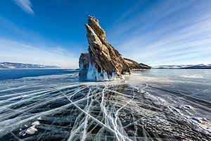 #7: Ogoy Island in winter, Lake Baikal, Pribaikalsky National Park, Russia. Attribution: © Sergey Pesterev / Wikimedia Commons / CC-BY-SA-4.0