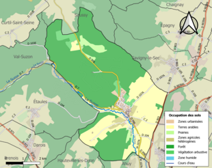 Carte en couleurs présentant l'occupation des sols.