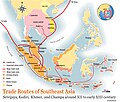 Routes commerciales en Asie du Sud-Est vers 1200