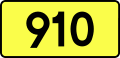 English: Sign of DW 910 with oficial font Drogowskaz and adequate dimensions.