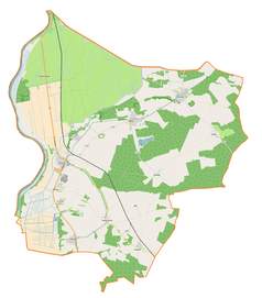 Mapa konturowa gminy Górzyca, w centrum znajduje się punkt z opisem „Spudłów”