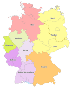 Geografische Einteilung der Oberligen zur Saison 2006/07