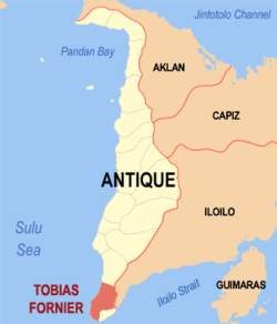 Mapa de Antique con Tobias Fornier resaltado