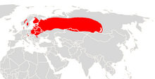 Répartition, de l'Europe de l'est au centre de la Russie