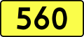 English: Sign of DW 560 with oficial font Drogowskaz and adequate dimensions.