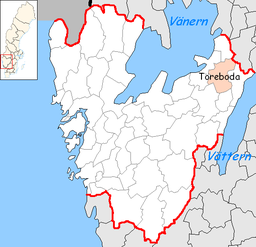 Töreboda kommuns läge i Västra Götalands län