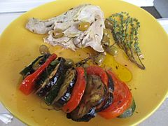 Tian niçois et poulet au thym et olives.