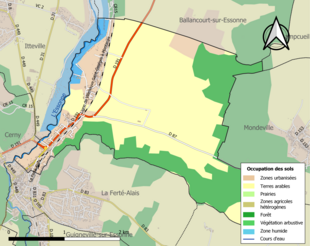 Carte en couleurs présentant l'occupation des sols.