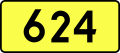 Sign of DW 624 with oficial font Drogowskaz and adequate dimensions.