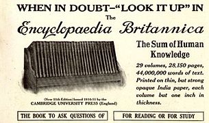 Advertisement for the Encyclopædia Britannica 11th edition