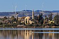 Hala Sultan Tekke avec le Lac salé de Larnaca au premier plan