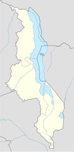 Mapa konturowa Malawi, blisko górnej krawiędzi po lewej znajduje się punkt z opisem „Chitipa”