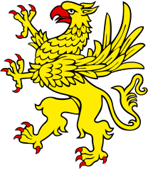 Grifo segreante o armadas y lampasado de gules