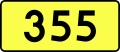 English: Sign of DW 355 with oficial font Drogowskaz and adequate dimensions.