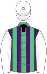 Emerald Green and Purple stripes, White sleeves and cap