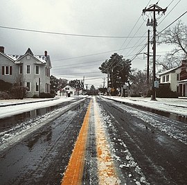 Main Street in Winfall after the 2015 Valentine's Day blizzard