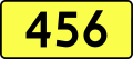 English: Sign of DW 456 with oficial font Drogowskaz and adequate dimensions.