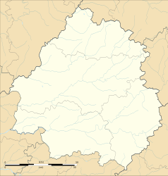 Mapa konturowa Dordogne, po prawej nieco u góry znajduje się punkt z opisem „Anlhiac”