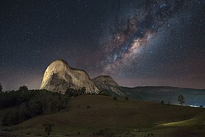 #11: Pedra Azul (Blue Stone) peak with the center of the Milky Way above it. Attribution: EduardoMSNeves (CC BY-SA 4.0)