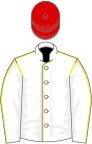 White, yellow seams, red cap