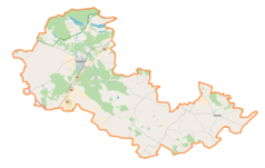 Mapa konturowa powiatu gostynińskiego, na dole nieco na prawo znajduje się punkt z opisem „Pacyna”