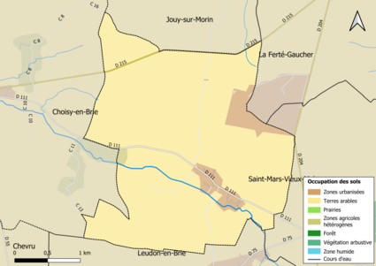 Carte des infrastructures et de l'occupation des sols en 2018 (CLC) de la commune.