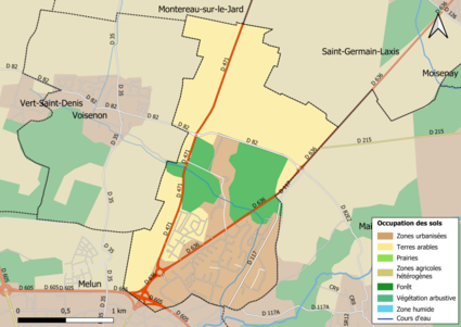 Carte des infrastructures et de l'occupation des sols en 2018 (CLC) de la commune.