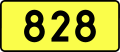 English: Sign of DW 828 with oficial font Drogowskaz and adequate dimensions.